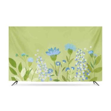 Imagem de HSTANGKY Capa de TV 32-80 polegadas capa contra poeira interna poliéster à prova de poeira protetor de tela de TV interior macio capa de tela de TV LCD/LED para quarto sala de estar flor4||65