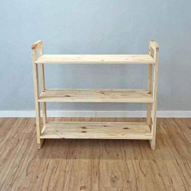 Imagem de Aparador de Madeira Pinus Linea de 3 Prateleiras Ample Natural - ArtFa