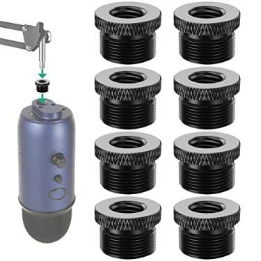 Imagem de Rigych Adaptador De Parafuso Para Microfone Blue Yeti 5/8 Macho 3/8 Fêmea, Rosca Metal Suporte Braço Boom X/Blue Yeti/Snowball, 8 Peças (Preto)