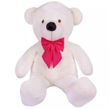 Imagem de Urso de Pelúcia Gigante com Laço Personalizado, 90 cm, Macio, Teddy (Urso Baunilha com Laço Pink)