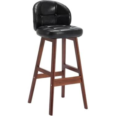 Imagem de Comfort Stools Banqueta De Almofada De Couro Pu 73 Cm Cadeira De Ilha Alta Com Pés Altos E Encosto Bancos De Cozinha Ergonômicos Para Balcão Home Bar, B