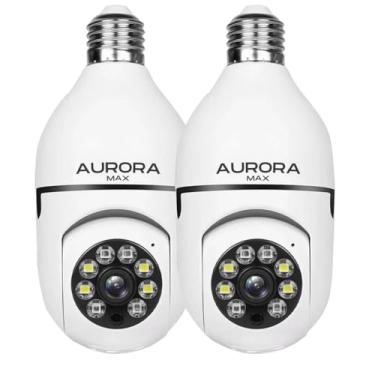 Imagem de Kit 2 Cameras Lâmpada Wifi Ip Segurança Panorâmica Giratória 360 1080P com Visão Noturna Pet Baba Eletrônica Interna e Externa Branca