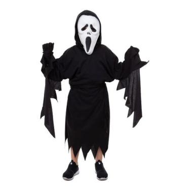 Imagem de Fantasia Morte Túnica Preto Mascara Faca Fake E Luvas Festa - D' Prese