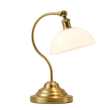 Imagem de KARTOOSH Candeeiro de mesa LED sem fio, luminária de mesa com braço oscilante de 180°, operado por bateria, regulável/3 cores, luminária de mesa recarregável vintage para sala de estar, quarto