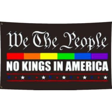 Imagem de JOLCAHEU Bandeira No Kings In America 5 x 8 m, bandeiras com 2 ilhós de latão, poliéster durável. (B, 6 x 0,9 m)
