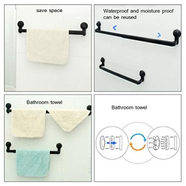 Imagem de KIMISS Rack de Toalha de Xícara de Sucção Retrátil-barra de Toalha Pendurada na Parede Sem Perfuração para Cozinha e Banheiro, Ajustável 52-82cm, Forte Design de Carga, Design à Prova d'água (Branco)