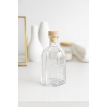 Imagem de Conjunto de 6 Potes de Vidro Octogonais com Tampa de Madeira, Porta Temperos, Transparente