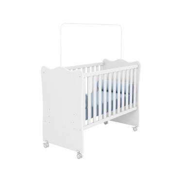 Imagem de Berço Infantil Encanto Feliz com Mosquiteiro e Rodízios -Branco Branco - ÉdeCasaMóveis