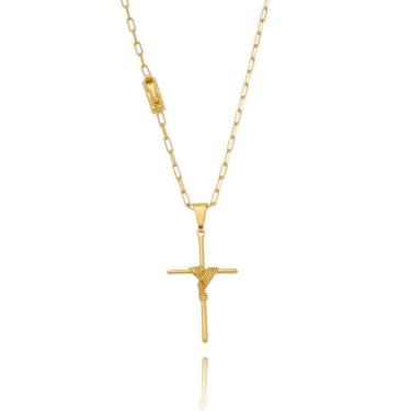 Imagem de Corrente Cartier Banhada Ouro Masculina Cordao Ping Cruz