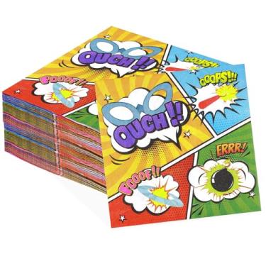 Imagem de Grencian Guardanapos de super-heróis com tema de 100 peças, guardanapos coloridos de coquetel, decorações de festa temáticas de heróis, descartáveis, guardanapo de papel para meninos, crianças