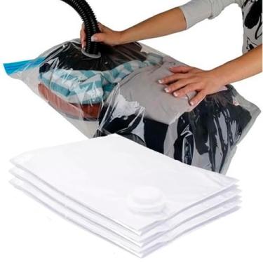Imagem de Kit com 3 Saco A Vácuo Para Roupas Tamanho 70x100cm Porta Edredom Cobertor Toalhas e Roupas Organizador Mala de Viagem Closet