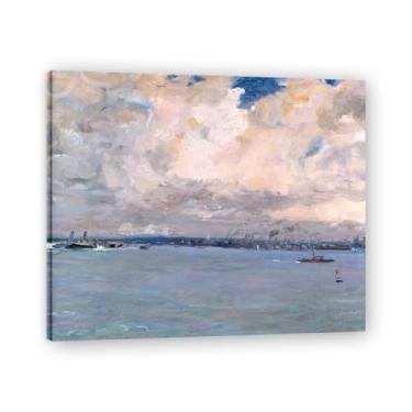 Imagem de Southampton Water John Lavery Classic Realist Portrait & War Scene Canvas Art – Decoração de parede de arte irlandesa para casa 30 x 36 cm emoldurada