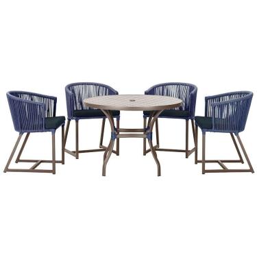 Imagem de Mesa Com 4 Cadeiras E Noronha Estofado 12 Trama autêntico Azul