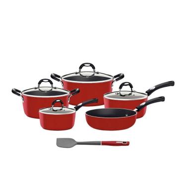 Imagem de Panelas Mônaco Vermelho E Espátula Silicone - Tramontina