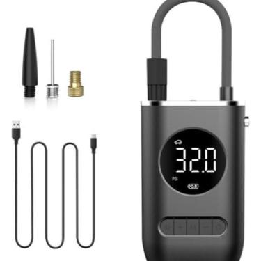 Imagem de Calibrador, Compressor e Bomba de Ar Portátil Digital com Lanterna LED – Ideal para Pneus de Carro, Moto, Bike, Bola e Piscina Inflável. fácil de usar. Bateria Recarregável de 4000 mAh Premium