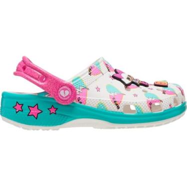 Imagem de Crocs Tamancos infantis LOL Surprise Diva clássicos – Sola com glitter – Sola e entressola de EVA – Crocs Comfort™, Branco, 6 Big Kid