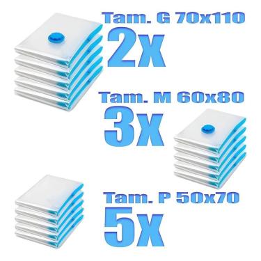 Imagem de Pack 10 Saco Vacuo Viagem Vac Bag Organizador Com Bomba