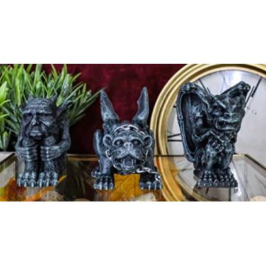 Imagem de Ebros Esculturas de Escultura de Mesa Gárgulas Góticas Acorrentadas Castelo de Chimera Guardiões Miniatura de 7,6 cm Conjunto de Escala Colecionável para Casa de Bonecas Decorativas de Carro e Casa de Bonecas