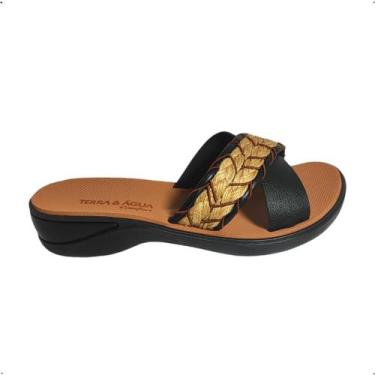 Imagem de Tamanco Anabela Terra e Agua confortavel 2 tiras em x 483070, Preto, P