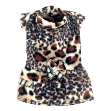 Imagem de Vestido de inverno soft para cães estampa onça tamanho GG