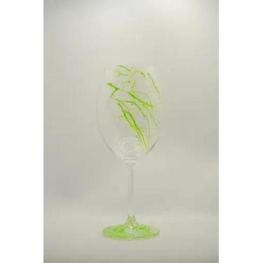 Imagem de Conjunto de Taças Personalizadas Taças De Cristal Para Vinho 500ml Efeito Splash Neon Kit Com 6 Peças - Cor Verde