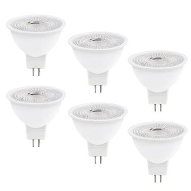 Imagem de HMYYJT Lâmpada LED MR16 equivalente a halogênio de 50 W, branco quente 3000K, lâmpada refletora MR16 GU5.3 12-36V CA e DC, ângulo de feixe de 38° para paisagem, não regulável, pacote com 6.