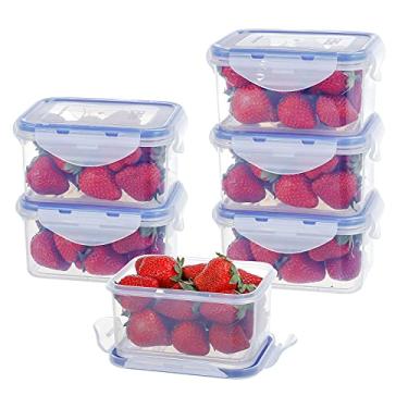 Imagem de KIGI Pacote com 6 recipientes de armazenamento de alimentos herméticos de 500 ml, retangulares, pequenas, caixas de armazenamento para micro-ondas, freezer e lava-louças