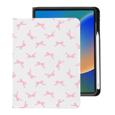 Imagem de Capa fofa Kawaii com laço rosa para iPad Pro de 11 polegadas M4 2024 (5ª geração) com suporte para lápis, hibernar/despertar automático e vários ângulos de visualização, capa traseira de TPU macio de