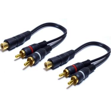 Imagem de Kit 2 Cabos RCA Y 2 Machos e 1 Fêmea Para Módulo Som automotivo 2M 1F 