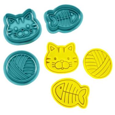 Imagem de Kit 3 Cortador Pet Gato Peixe Novelo 5CM - Embody 3d