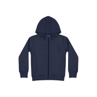 Imagem de Jaqueta em Moletom Infantil Unissex Quimby, Azul marinho, 6