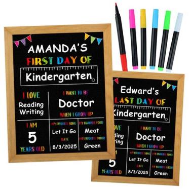 Imagem de Placa escolar PETCEE First Day com giz líquido de madeira de 25x30cm