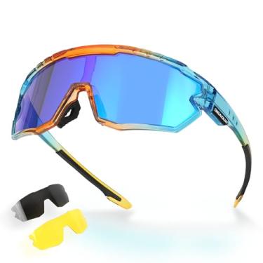 Imagem de GIEADUN Óculos de sol polarizados para crianças, jovens, beisebol, adultos, homens, mulheres, ciclismo com 3 lentes, pesca, esqui, golfe, Colorido., Adult