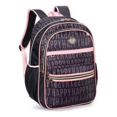 Imagem de Mochila Escolar Feminina Happy Reforçada P/ Notebook Moderna - D'PRESE