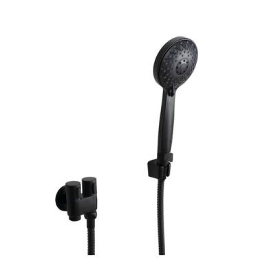 Imagem de Ducha Higiênica Redonda Preto ABS c/ Registro com Derivação - AMG Meta