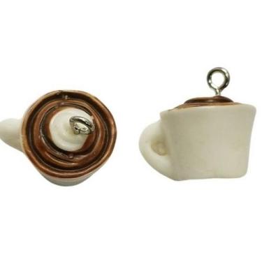 Imagem de Pingente de resina infantil (1 par) - LADEIRA BIJUTERIAS, Cafe 20x13mm