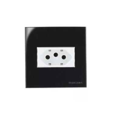 Imagem de Tomada Embutir 70x70mm 3 Pinos 20a Preto Movel Drywall Granito Pedra M