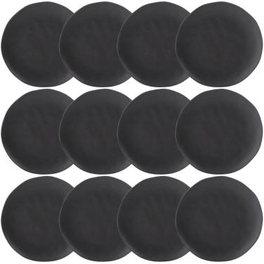 Imagem de Kit 12 Pratos Rasos Orgânico Preto Matte 26,5cm Cerâmica Mesa Posta Porto Brasil
