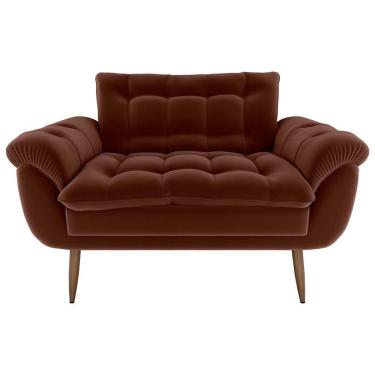 Imagem de Sofá Namoradeira Pequeno Confortável 1,25 Larg Xangai Matrix Veludo Ferrugem
