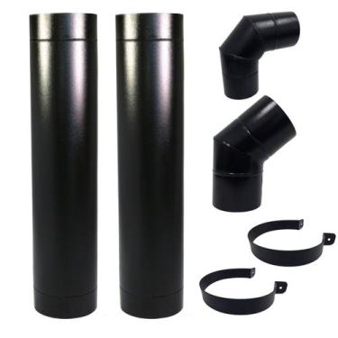 Imagem de 2 Duto Chaminé Curva 45 e 90 de 8 Polegadas Preto - LAURINDOS CHURRASQ