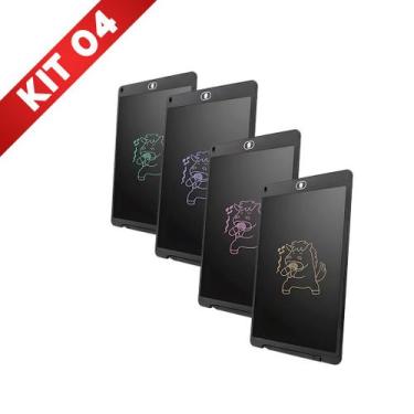 Imagem de Kit 4 Lousa Mágica Tela Lcd Tablet Infantil Escrever Desenhar Brinqued