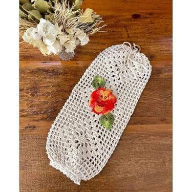 Imagem de Puxa Saco Bordado 40x18cm Crochê Artesanal (Laranja)