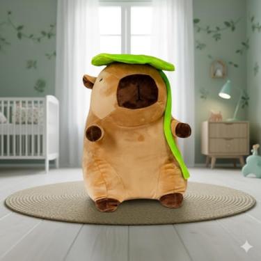Imagem de Capivara De Pelúcia Grande Com Folha Acessorio Macia Fofa Antialérgica Kawaii Ideal Para Presentear Decorar Festa Infantil Igual A foto Feito No Brasil Realista Feminino Masculino Brinquedo