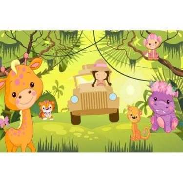 Imagem de Painel de Lona Safari Rosa - Fabrika de Festa, 150x100cm