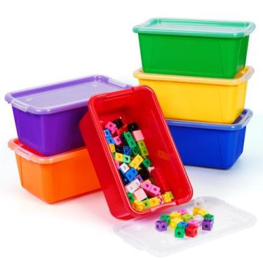 Imagem de Caixas de armazenamento: plástico colorido GAMENOTE, 5L, pacote com 6 