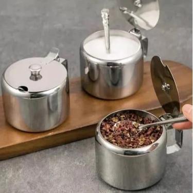 Imagem de Açucareiro de inox com colher para casa e restaurantes