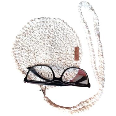 Imagem de Porta Óculos Case Crochê Artesanal Feito A Mão (cru alça longa)