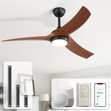 Imagem de Sofucor Ventilador de teto inteligente de 52 polegadas, ventiladores de teto externos com controle remoto de luzes, funciona com Alexa/App/Google, fluxo de ar regulável 6000 CFM ABS 3 lâminas, motor