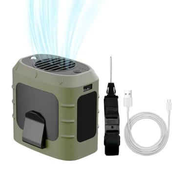 Imagem de Camisa de cinto portátil com clipe para ventilador de cintura, fonte de alimentação de emergência pessoal recarregável, pequeno mini ventilador sem lâmina de 8000 mAh com lanterna de LED para homens