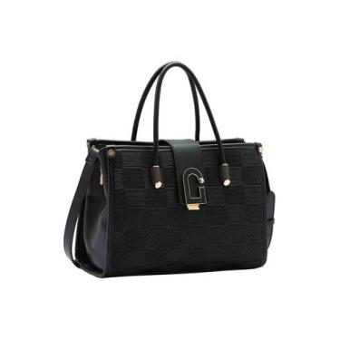 Imagem de Bolsa Feminina de Mão Chenson CG85000 Original Mix Texturas, Preto